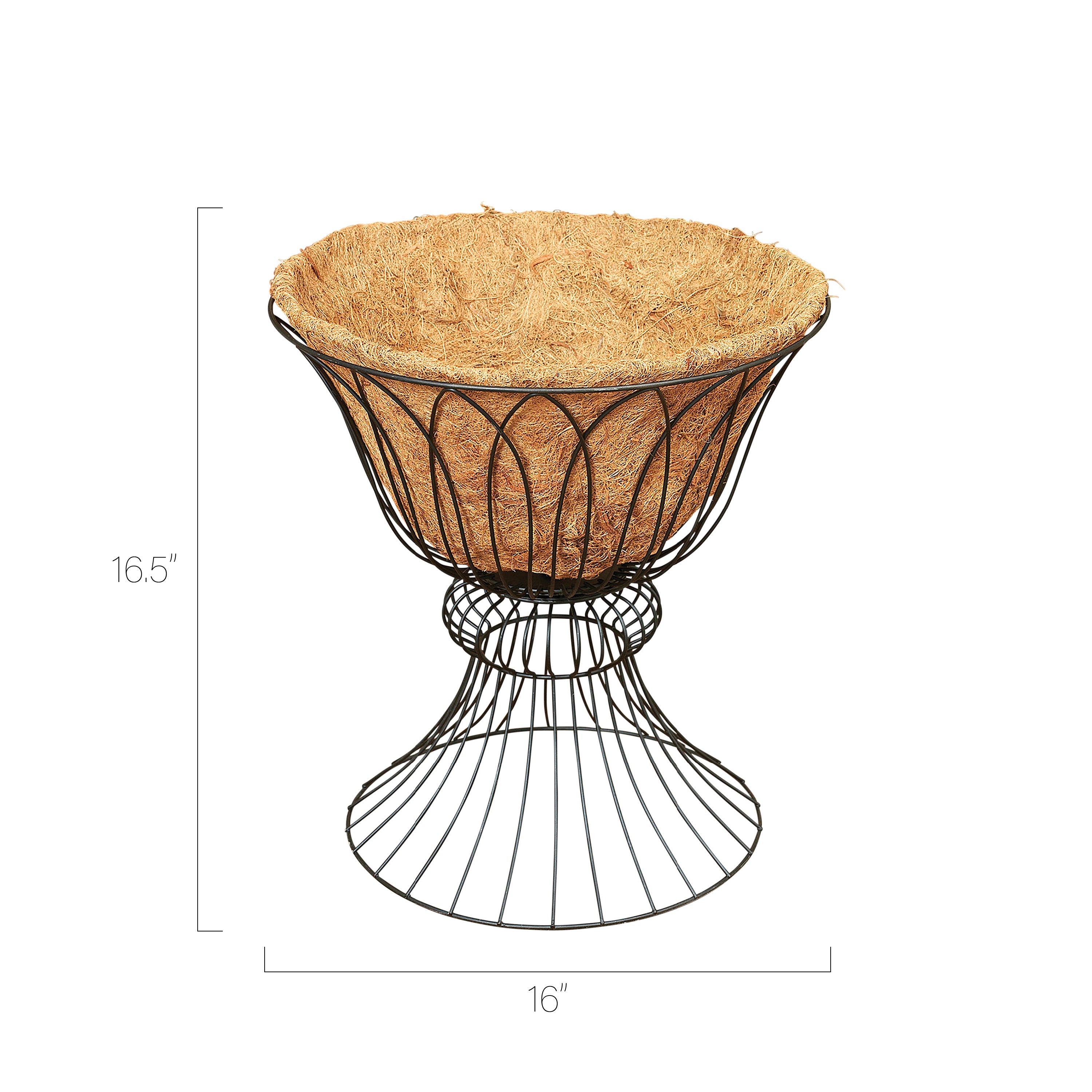 16.5 in Round Black Metal Wire Planter